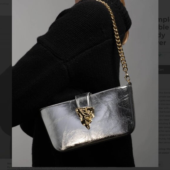 Alexis Bittar Convertible Crossbody Handbag - Silver w/ Gold Hardware - Like New - Picture 5 of 13